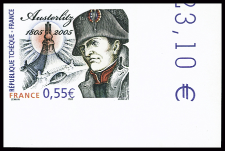 N°3782 Austerlitz Napoléon, variété non dentelé accidentel,