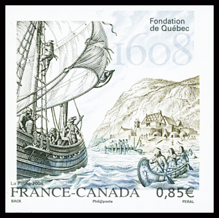 N°4182 0,85€ Fondation de Québec, variété décalage