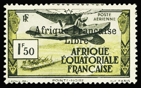 POSTE AERIENNE N°14 1f50 noir et jaune-olive, neuf