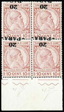 N°38 5pa sur 2q brun-rouge et lilas, en bloc de 4,