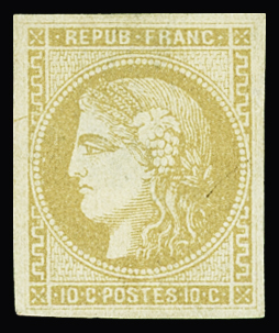 N°43A 10c bistre Report I, neuf regommé, TB. Signé