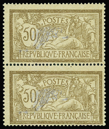 N°120b Merson 50c, variété centre déplacé en paire,