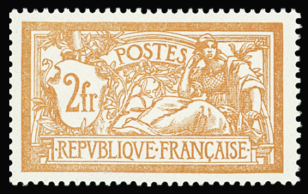 N°145d Merson 2f orange et vert-bleu, variété sans