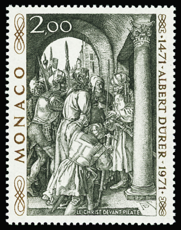 N°876A 2f brun-orange et noir, Le christ devant Pilate,