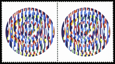 N°2113b 4f Yaacov Agam, variété  couleur noir omise,