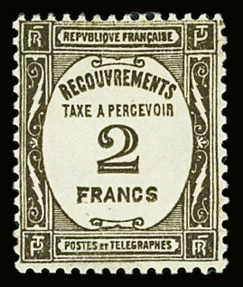 N°62 2f sépia, Recouvrements, neuf **,  TB