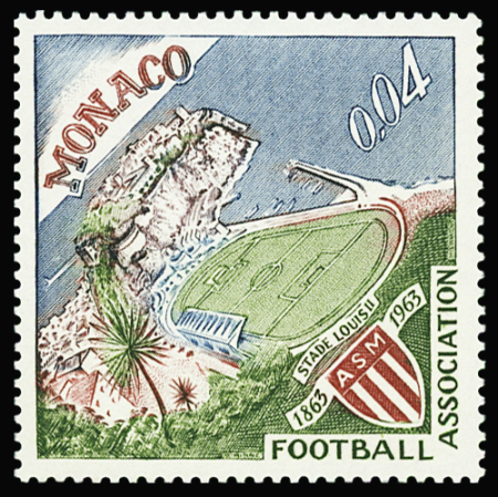 N°623A 4c Stade Louis II sans la surcharge, sans foulage,