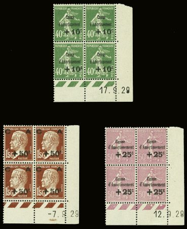 N°253/255 Série Caisse d'amortissement en bloc de 4