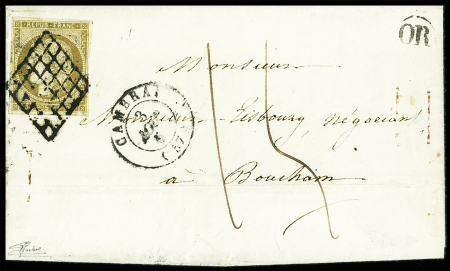 N°1b 10c bistre-verdâtre obl. grille sur LAC datée