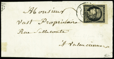 Rare oblitération càd T15 Paris 21 juin 1850 sur N°3