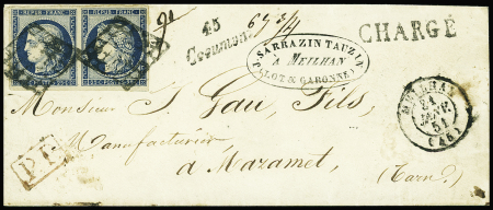 Rarissime lettre chargée d'un bureau de distribution