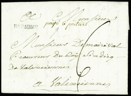 MP "BAPAUME"  noir (Lenain n°4) et marque manuscrite