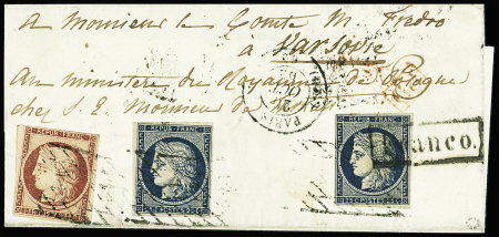 POLOGNE N°4 x2 + 6 (filet affleuré) obl. grille sans