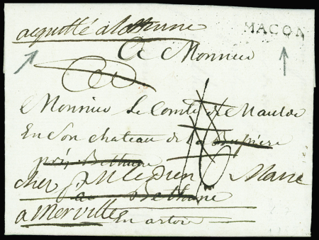Marque manuscrite "Acquitté à Béthune" + MP MACON,
