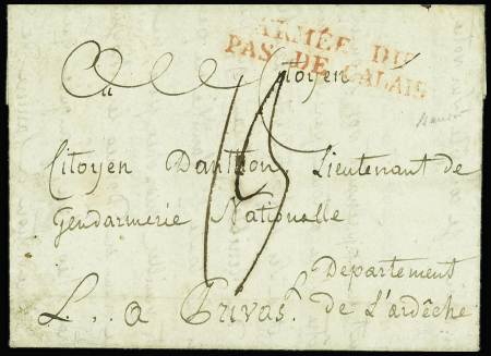 MP "ARMEE DU PAS DE CALAIS" rouge, Lettre adressée