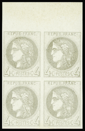 N°41B 4c gris Report 2, bloc de 4 bord de feuille,