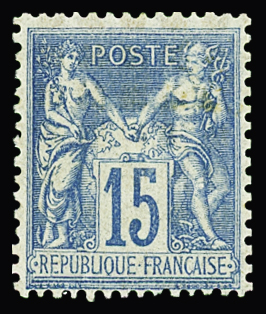 N°90 15c bleu, spectaculaire impression recto-verso