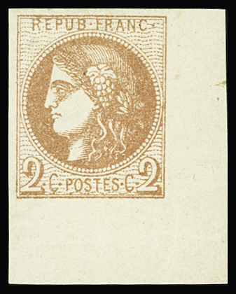 N°40B 2c brun-rouge, coin de feuille, neuf *, TTB.