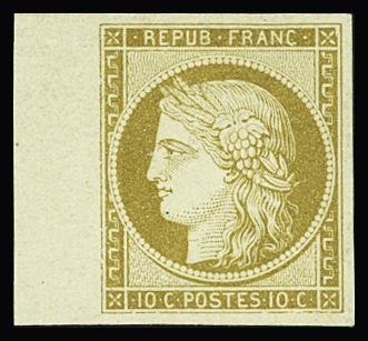 N°1a 10c bistre-brun, bord de feuille, neuf *, TTB.