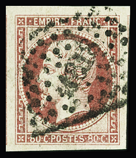 N°17Ab 80c carmin-rose, très grandes marges avec 2