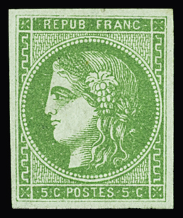 N°42B 5c vert-jaune, neuf *, TB. Signé Baudot