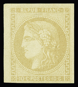 N°43A 10c bistre Report 1, bien margé, neuf *, TB
