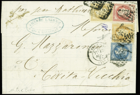 Rare affranchissement quadricolore en Lauré avec n°28A