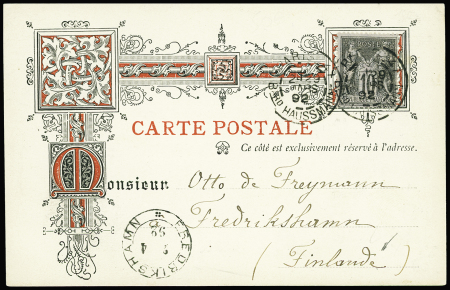 Superbe carte postale décorée pour la FINLANCE avec