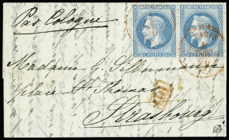 Cachet rouge Paris (SC) 4 dec 70 sur paire de n°29A