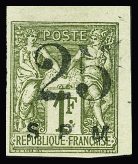 N°3 25 sur 1f olive, coin de feuille, obl., TTB. Signé