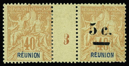 N°52 variété sans surcharge tenant à normal en paire