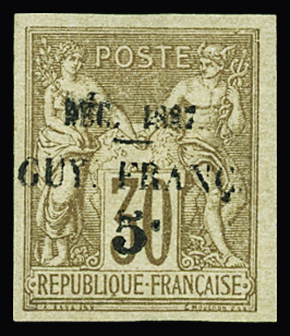 N°7 5c sur 30c de 1877, neuf *, TB, R (tirage 300).