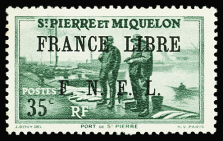 N°254 35c vert FRANCE LIBRE FNFL, neuf **, TB, R