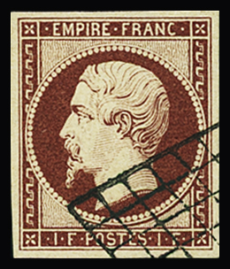 Superbe oblitération grille dégageant l'effigie sur