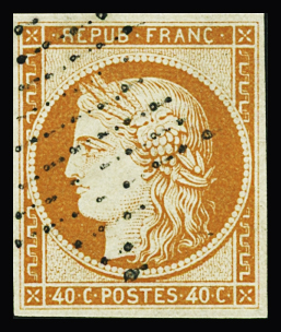 N°5 40c orange obl. étoile propre, TTB. Signé A.Brun
