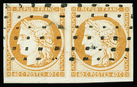 N°5l 40c orange pâle, obl. gros points, TB. Signé Calves