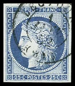 N°4 25c bleu, obl. càd T15 Lectoure 1 janv 52 (31),