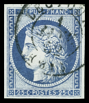 N°4 25c bleu, obl. càd T15 Lectoure 1 janv 52 (31),