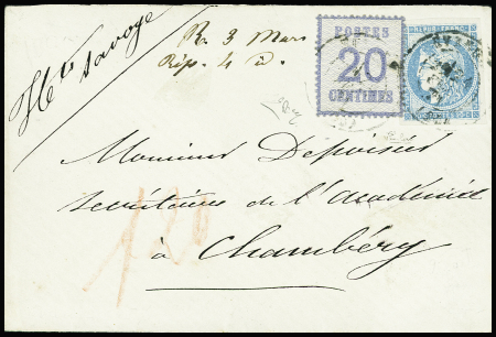 Double affranchissement avec n°45C 20c + Alsace-Lorraine