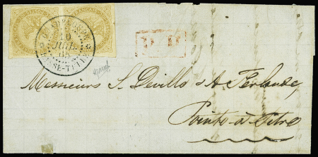 N°3a 10c en paire dont un timbre variété Aigle couché,