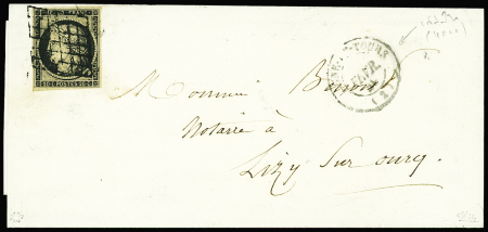 Rare càd Ligne-de-Tours 9 fer 49 (2) avec n°3 obl.