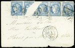 N°45, bande de 5 (déchirure affectant 2 timbres) OBL