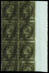 Essai du N°11c 1c mordoré en bloc de 6 avec impressions