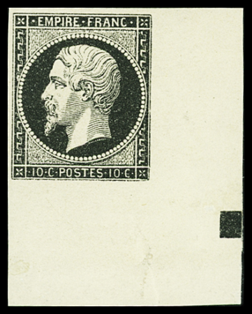 Rare CARRE DE REPERE sur essai du n°13 en brun-noir,