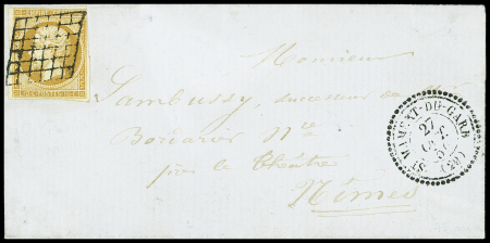 Rare grille de St-Mamert-du-Gard sur n°13A 10c bistre