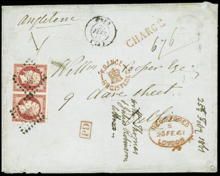 Rare lettre chargée pour l'IRLANDE avec n°17B en paire