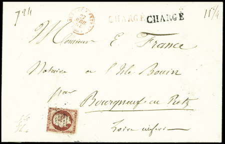 N°18 1f carmin, infime déf., obl. étoile sur lettre