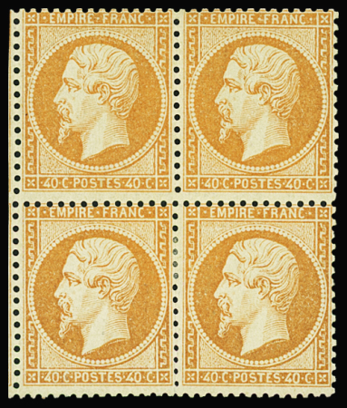 N°24b 40c orange vif, jolie nuance, bloc de 4, neuf