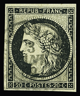 Càd T15 du 3 janvier 49 sur n°3 20c, SUP