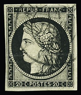 Càd T15 du 14 janv 1849 sur n°3a 20c noir sur blanc,